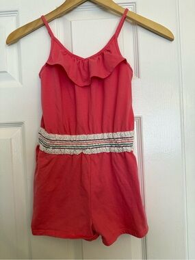 Roxy Coral Pink Ruffle Strap Romper with Lace Waist